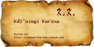 Kőszegi Karina névjegykártya